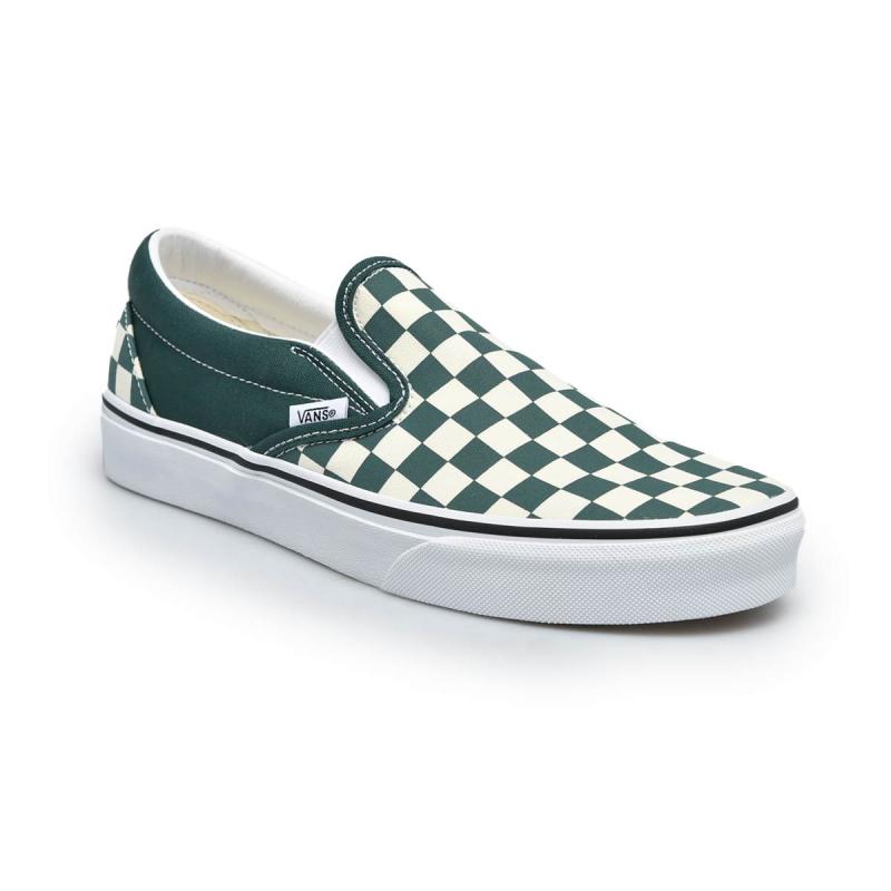 vans slip on checkerboard green