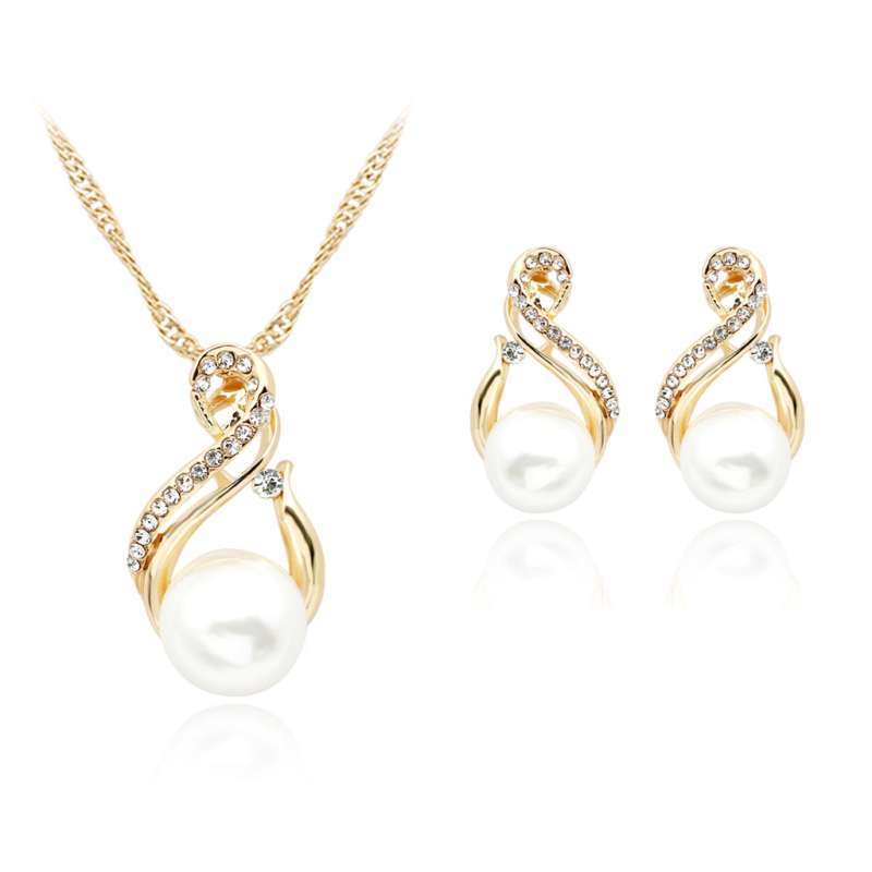 Promo Crystal Pearl Pendant Necklace 