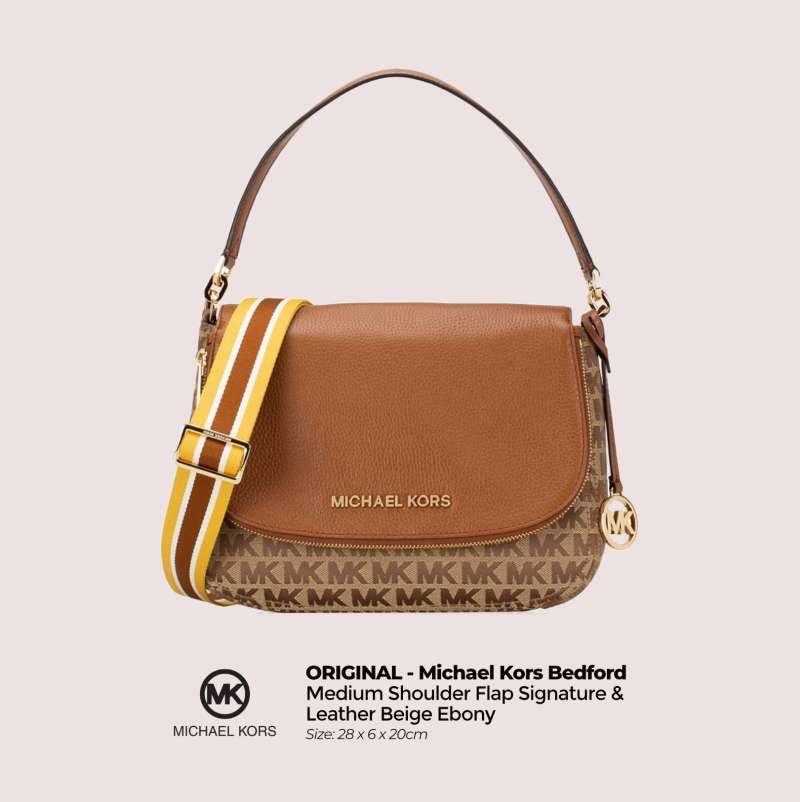 Jual Tas Wanita Michael Kors Bedford Medium Flap Signature Leather