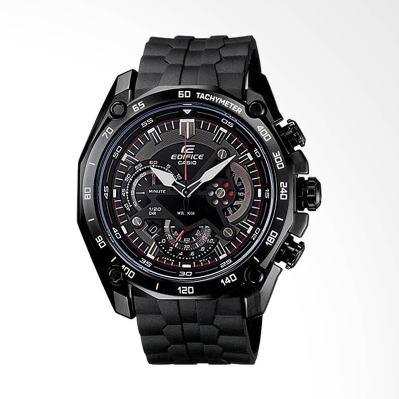 CASIO Edifice Chronograph Tachymeter Bahan Tali Karet Jam Tangan Pria - Hitam EF 550PB 1AVUDF