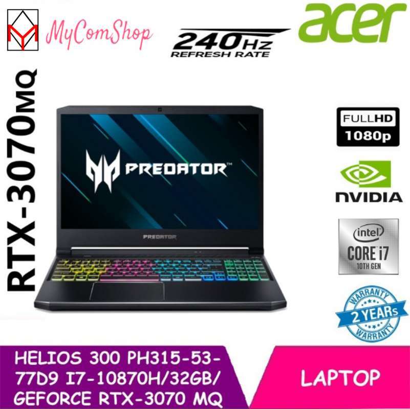 Jual ACER PREDATOR HELIOS 300 i7 10870H 32GB RAM 1 TB SSD RTX3070