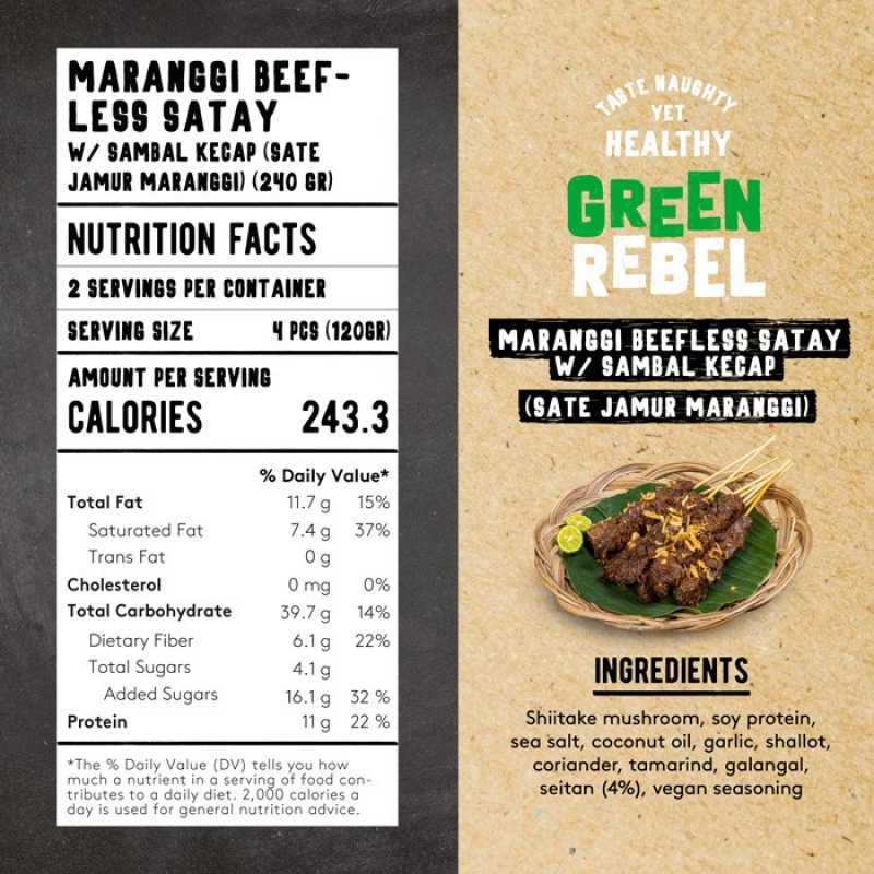 Jual Green Rebel Maranggi Beefless Satay By Burgreens Vegan Frozen Terbaru Desember 2021 Harga Murah - Kualitas Terjamin - Blibli
