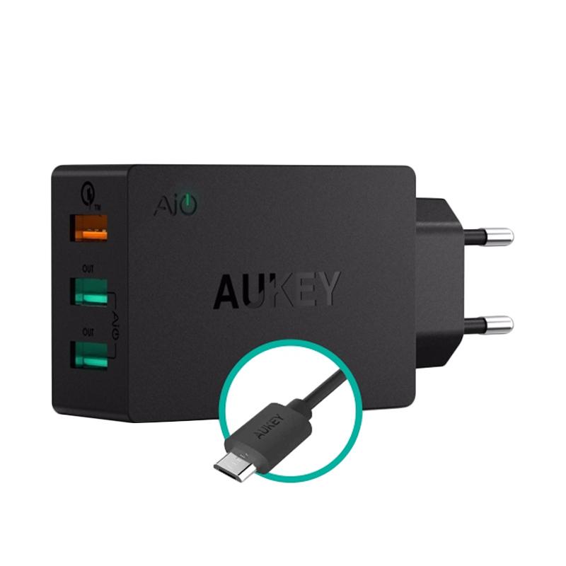 Jual Aukey Pa T2 Wall Charger 42w 3 Port Quick Charge 2 0 Online Agustus 2020 Blibli Com