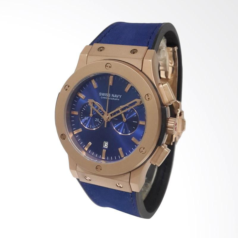 Swiss Navy Jam Tangan Pria Blue Rubber Strap Rose Gold 8311MRGBLBL