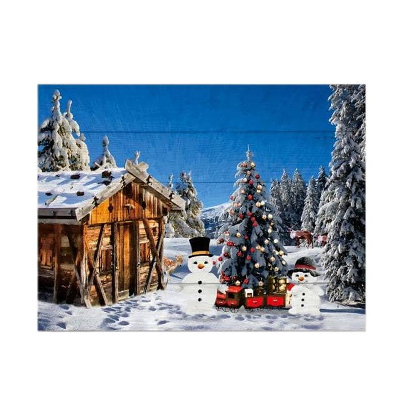 Beli Online Hiasan Natal Pajangan Dinding Poster Kayu Solid Snowing Town Hemat Desember 2017