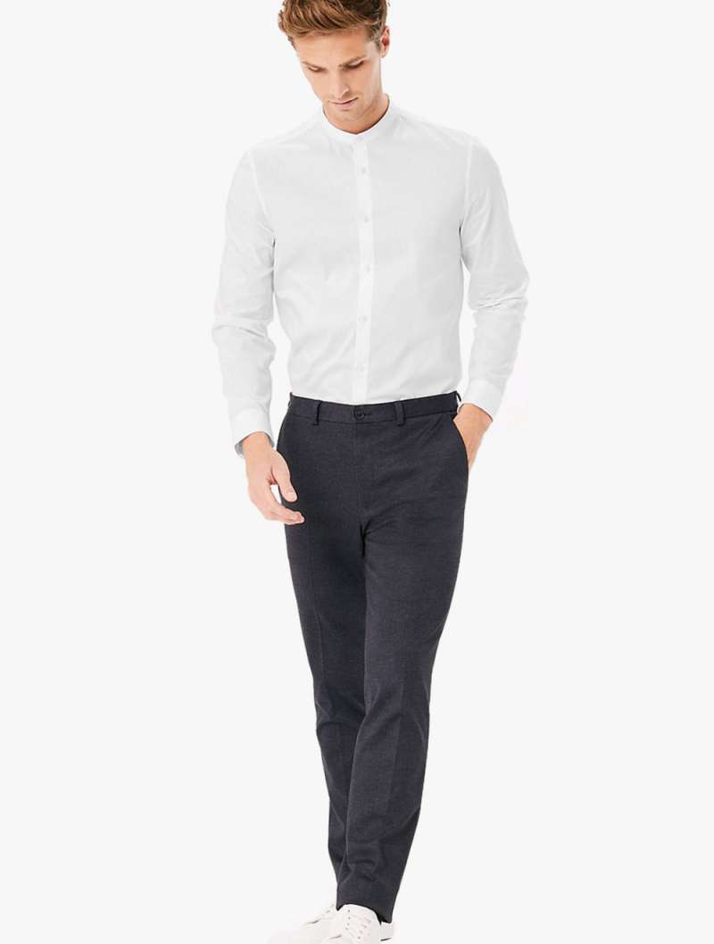 Cotton Rich Grandad Slim Fit Shirt 