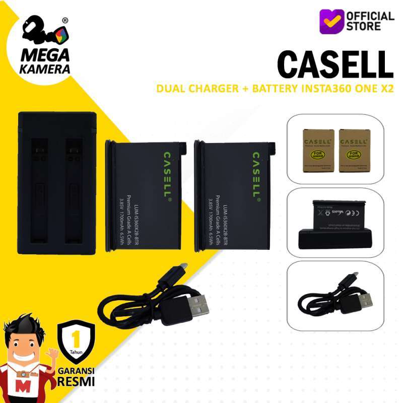 Casell Battery (2-Pack) and Charger for Insta360 One X2