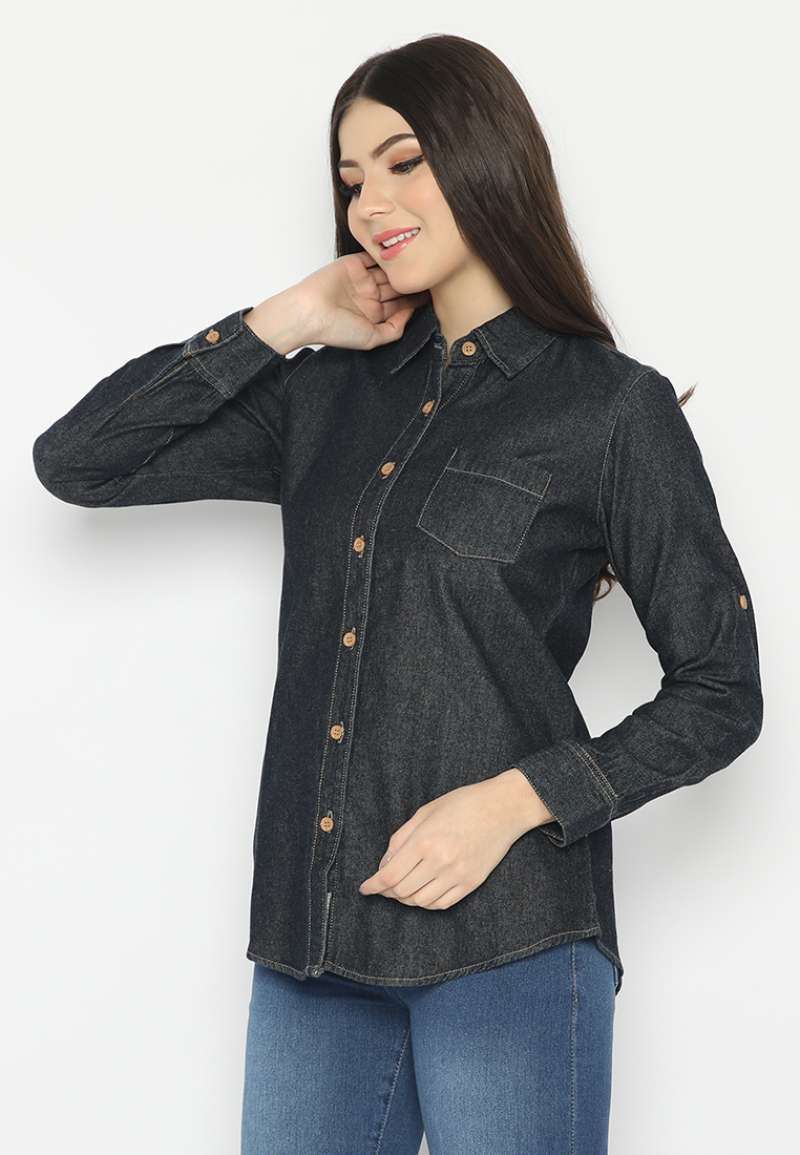 Long Sleeve Black Jeans Shirt 