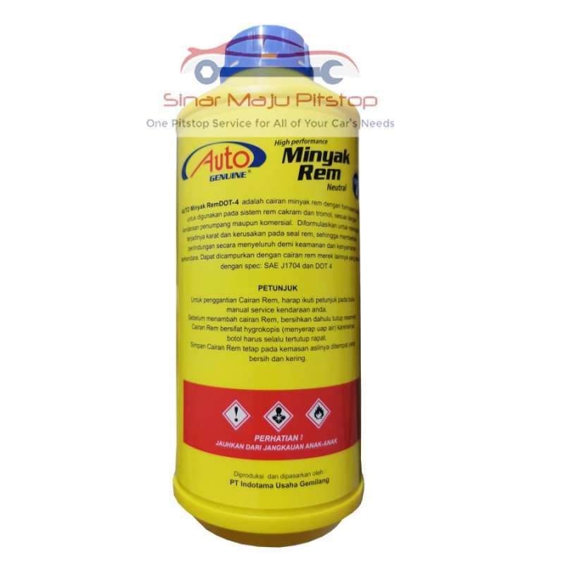 Cairan Oli Minyak Rem DOT 4 Netral Bening Putih Mobil & Motor - AUTO  GENUINE DOT 4 BRAKE FLUID 1 Liter Original