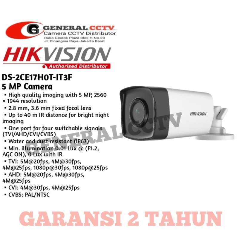 HIKVISION DS-2CE17H0T-IT3F CAMERA OUTDOOR 5MP