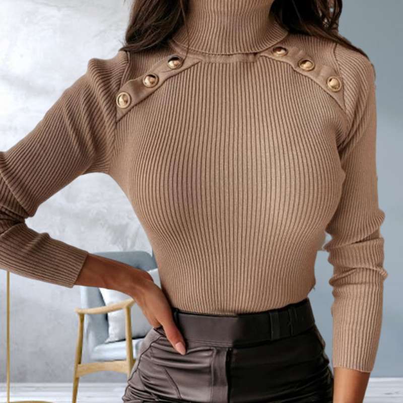 Promo Womens Knitted Turtleneck Long 