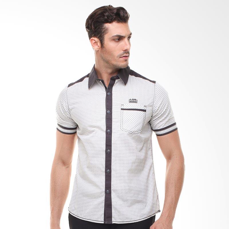 LGS Motif Polkadot Slim Fit Fashion Kemeja Pria - Putih [JSH.390.S670F