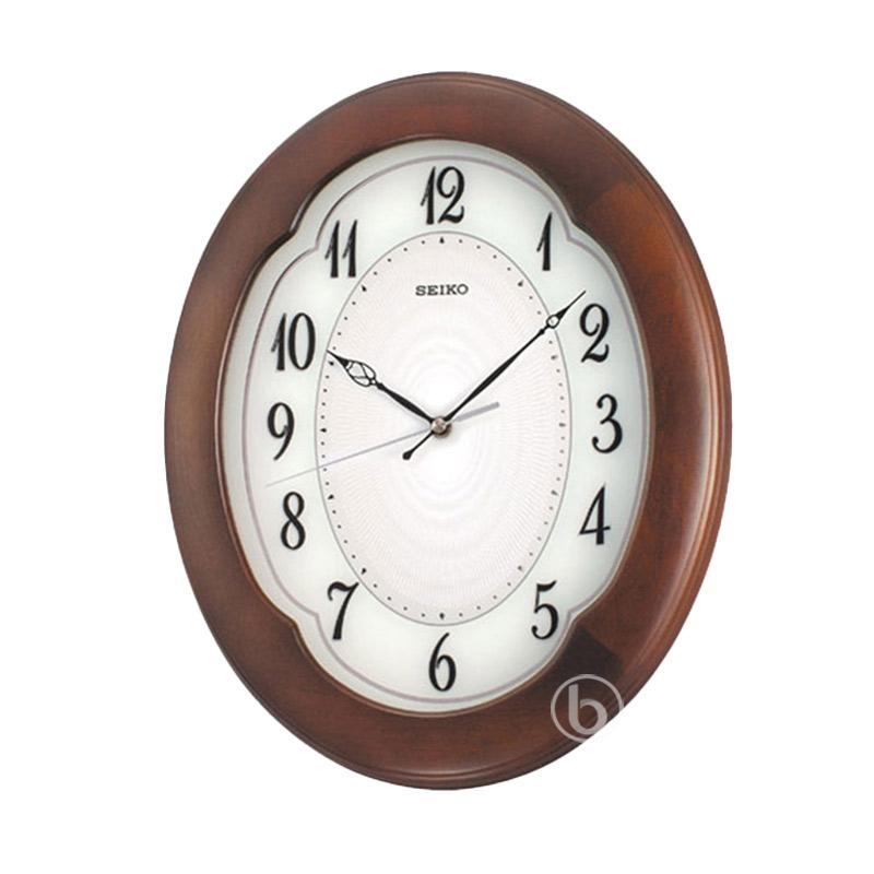 Seiko QXA389B Wooden Analog Quiet Sweep Wall Clock Jam Dinding [38 cm]