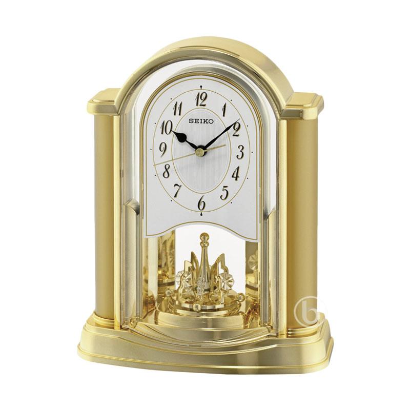 Jual Seiko Qxn228g Rotating Pendulum Desk Clock Gold