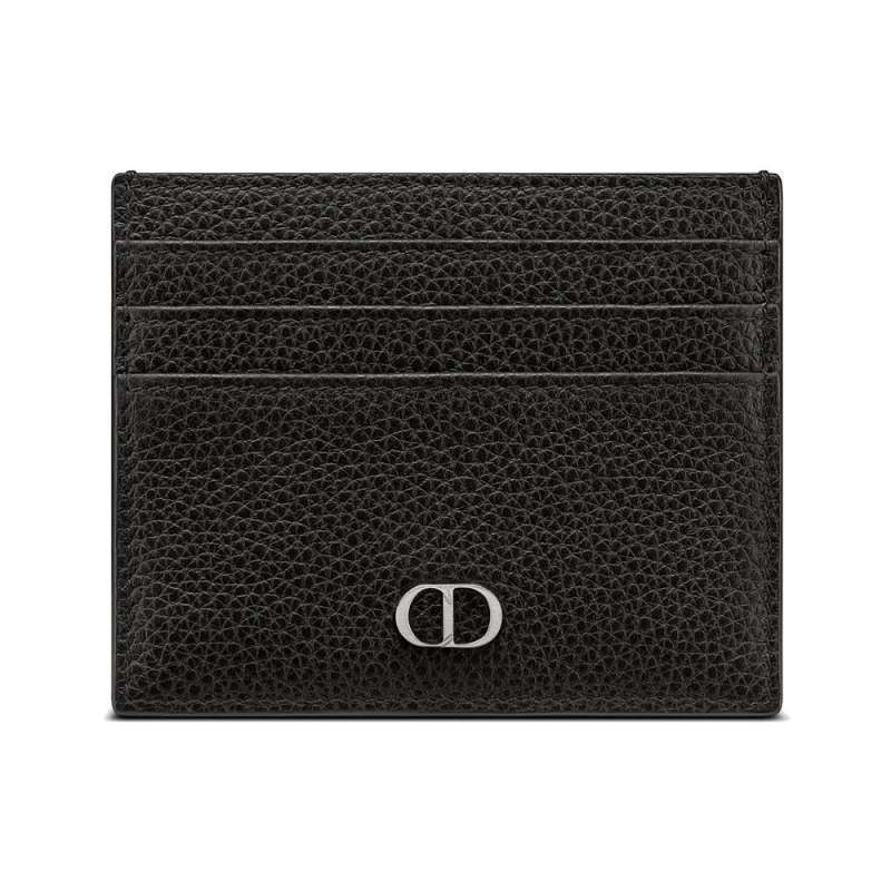 Christian Dior CD Icon Card Holder Signature Grained Calfskin Black