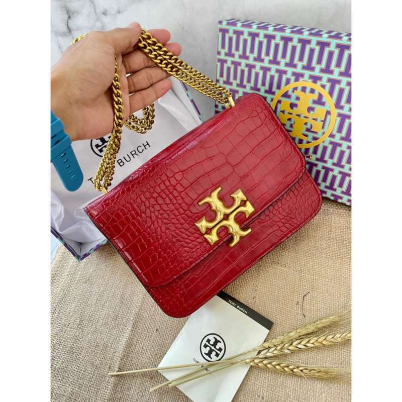 Jual Tas Tory Burch Eleanor Quilted Croco Ruby Jewel Original di