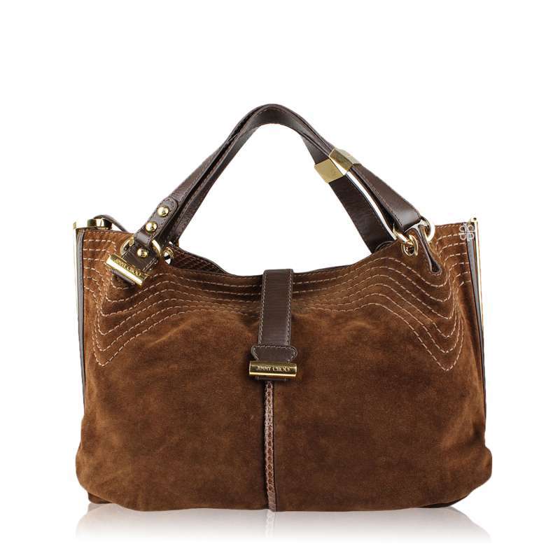 Jual Jimmy Choo Cognac Suede and WatersnakeTrim Alex Bag di Seller