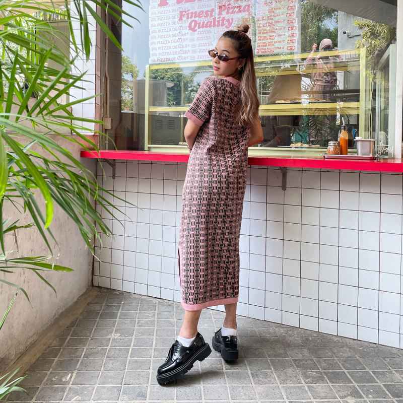 Jual NONA Retro Knit Dress Short Sleeve 