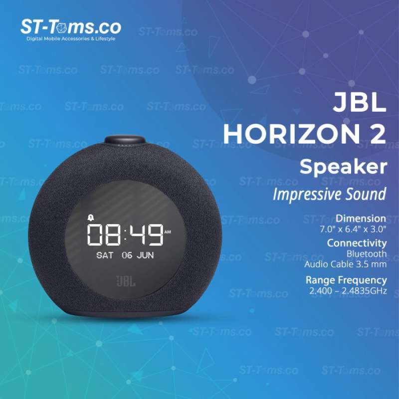 JBL Horizon 2 Bluetooth Speaker with FM Radio and USB Charging, Features Ambient Light and LCD Display, Perfect for Bedroom Use