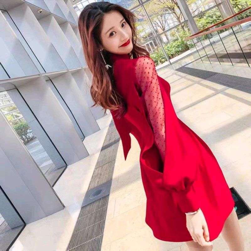 Promo Red Cherry Dress Pesta Import 