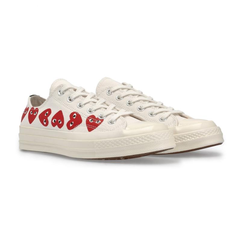 converse cdg multi heart white low