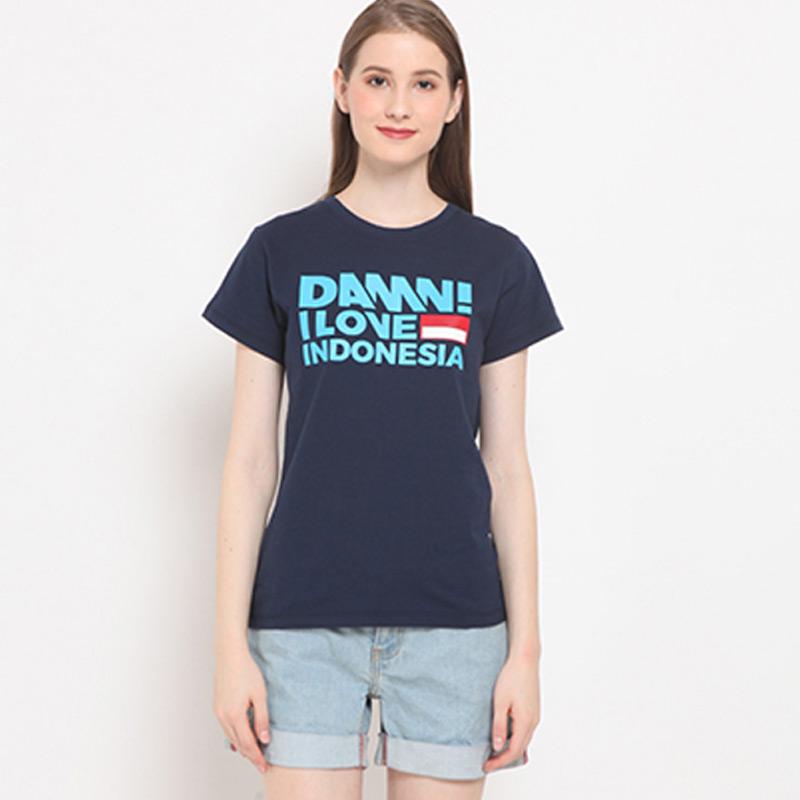 Jual Damn I Love Indonesia Tee Sign T Shirt Wanita Navy HD Blue