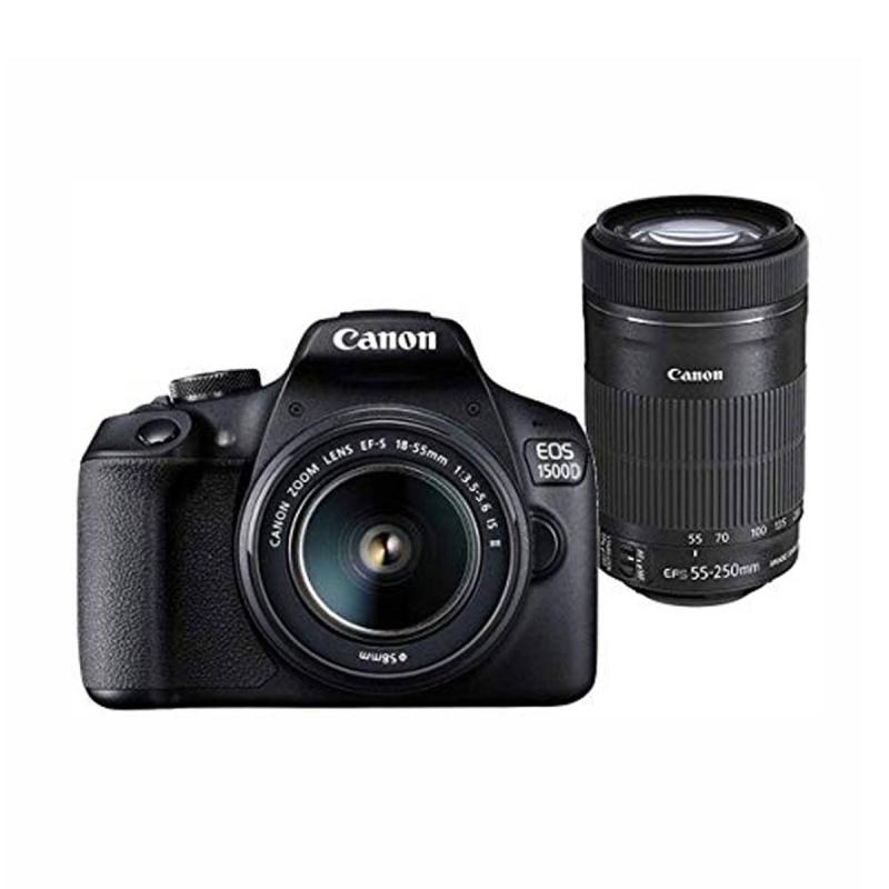 canon eos 1500d kit 18 55mm is ii 55 250mm kamera dslr hitam