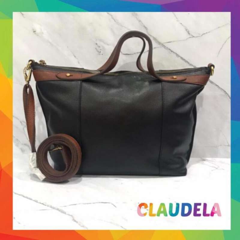 Jual Flash Sale Fossil Sadie Satchel In Black Brown Leather Di Seller Claudela Pluit Kota Jakarta Utara Blibli