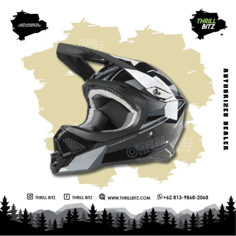 Jual Helm Oneal 3 Series Triz Helmet ECE Black Gray Size L di