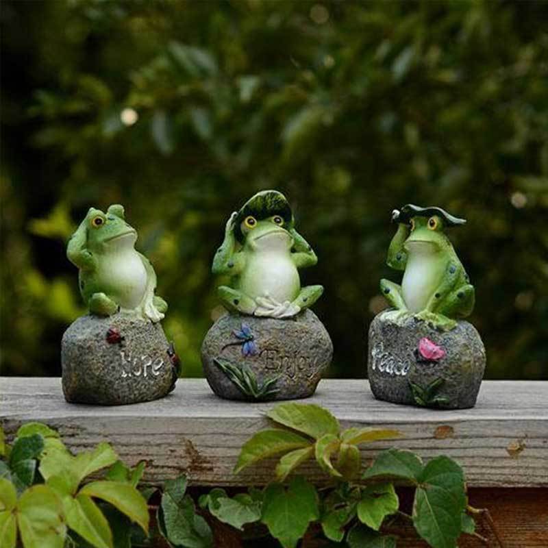 Jual Fs Eds Lovely Resin Frog Sitting On Stone Statue Figurine