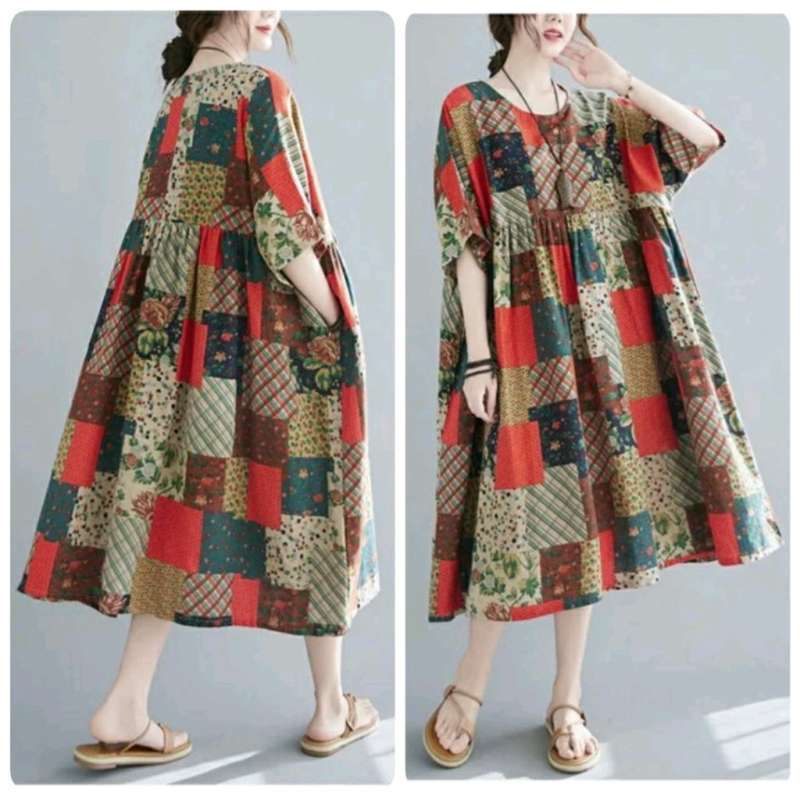 Promo THEVANI Loose Import Maxi Dress Warna Warni Baju Wanita Big