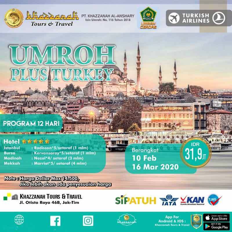 Jual Khazzanah Tours Travel Umroh Plus Turkey 12 Hari By Turkish Airlines Online November 2020 Blibli