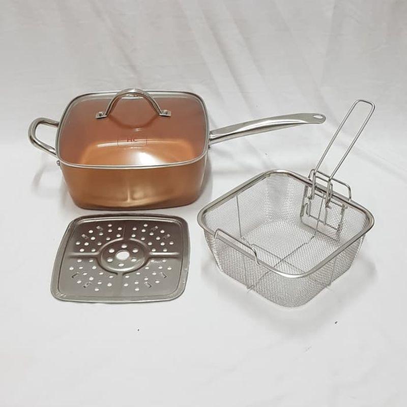 Jual Damians Kitchen Deep Fryer Square Pan With Steamer Panci Penggorengan Online September 2020 Blibli Com