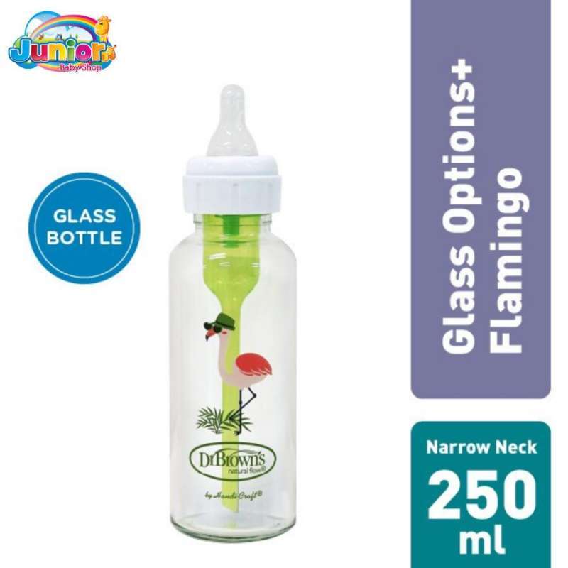8oz/250ml Glass Narrow+Bottle W/Flamingo Deco SB81631