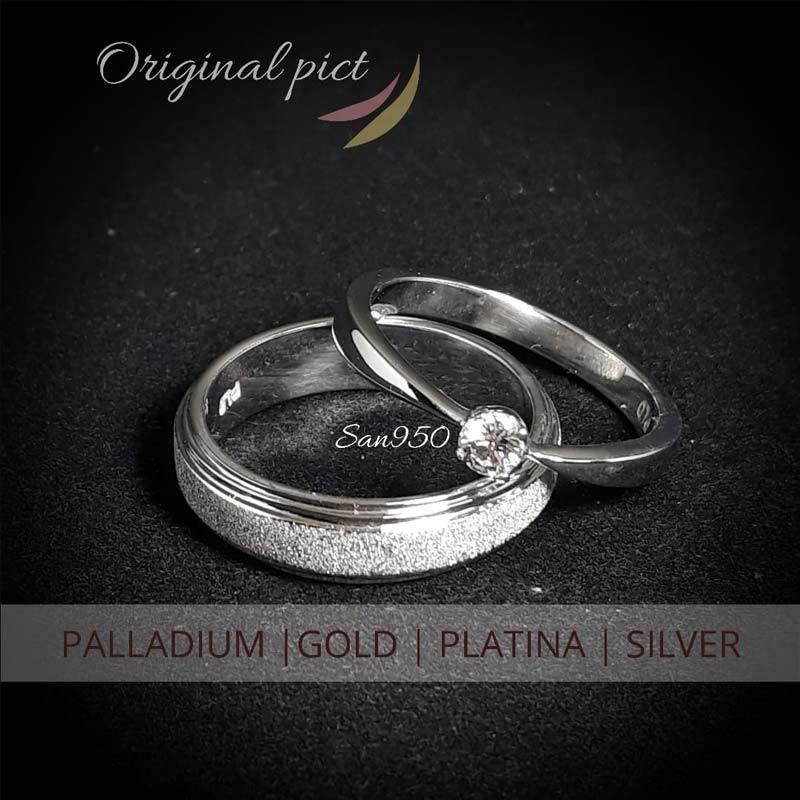 San950 Emas Putih dan Palladium Cincin Nikah