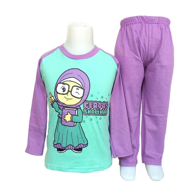 kids fashion kids fashion setelan kaos dan celana anak muslimah perempuan warna tosca lengan panjang ungu karakter islami full02 gzldbew2