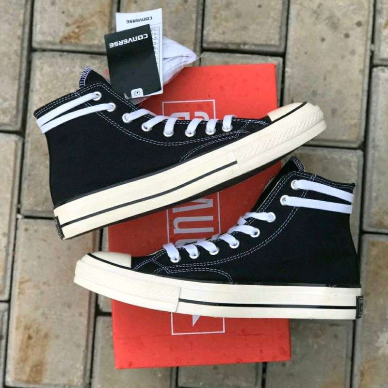 Jual Sepatu Converse 70s high Premium BLACK WHITE di Seller TOKO