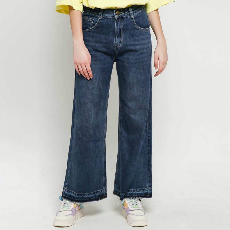 Mom Jeans Dark Wash Denim Wanita 