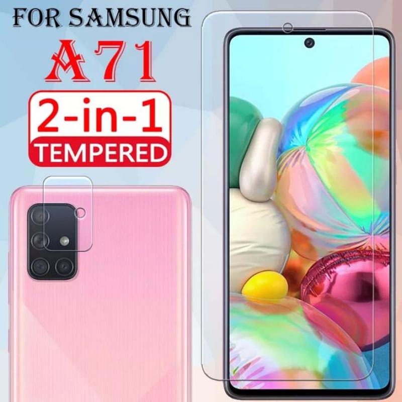 LOKAJAYA 2in1 Premium Tempered Glass Screen Protector for Samsung A71  Clear [9H