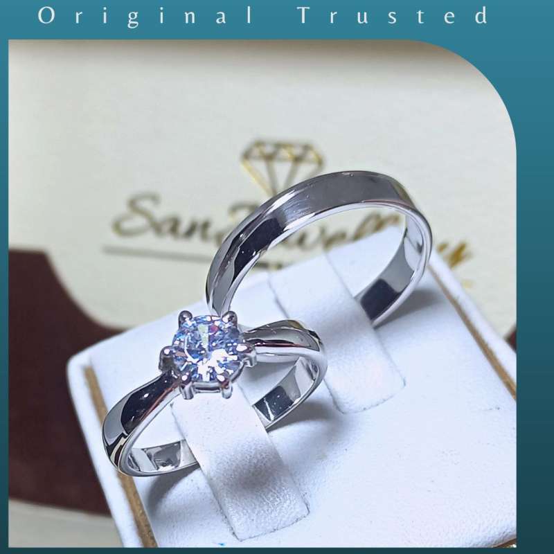 Cincin emas putih couple kawin nikah tunangan kawin pasangan 02
