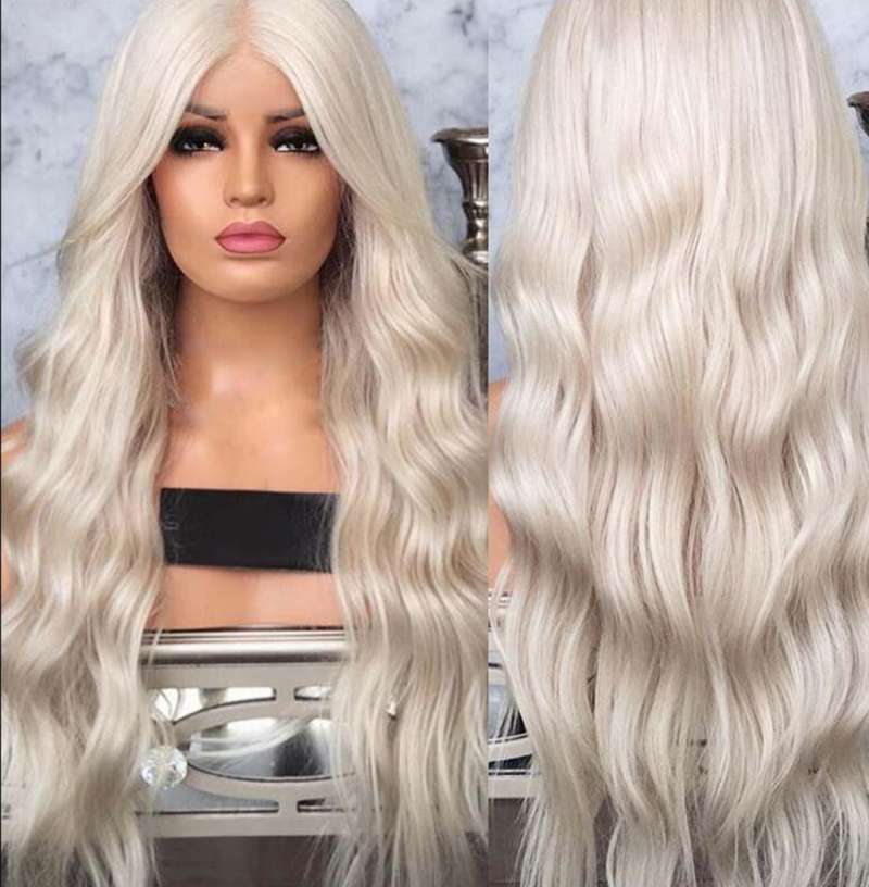 Jual Fashion Deal Women S Fashion Front Lace Wig Silver Synthetic Hair Long Wigs Wave Curly Wig Online Januari 2021 Blibli