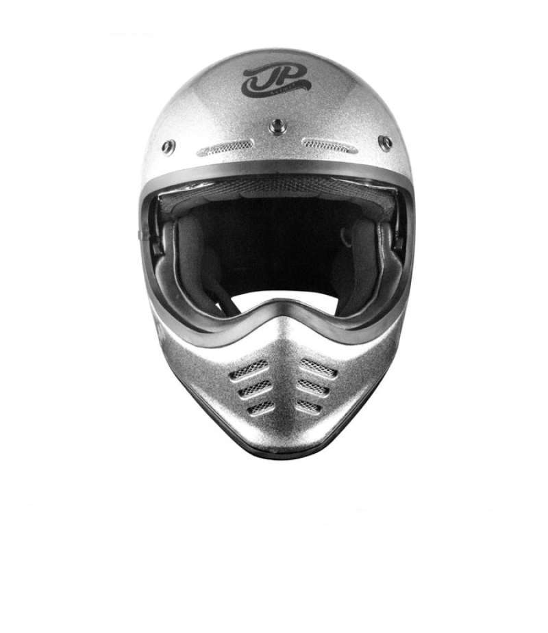 Jual JPX JP Retro Signature Solid Helm Full Face Silver Gloss