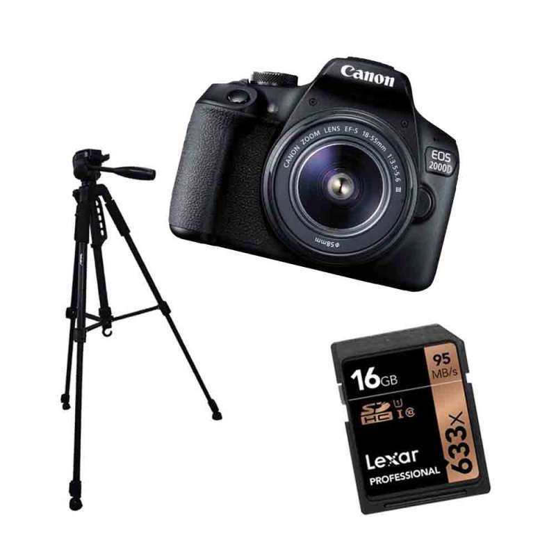 Jual Canon Set Paket Eos 2000d Kit 18 55mm Dc Iii Tripod Samurai Pro 777 Memory Card Lexar 16gb Online November 2020 Blibli Com