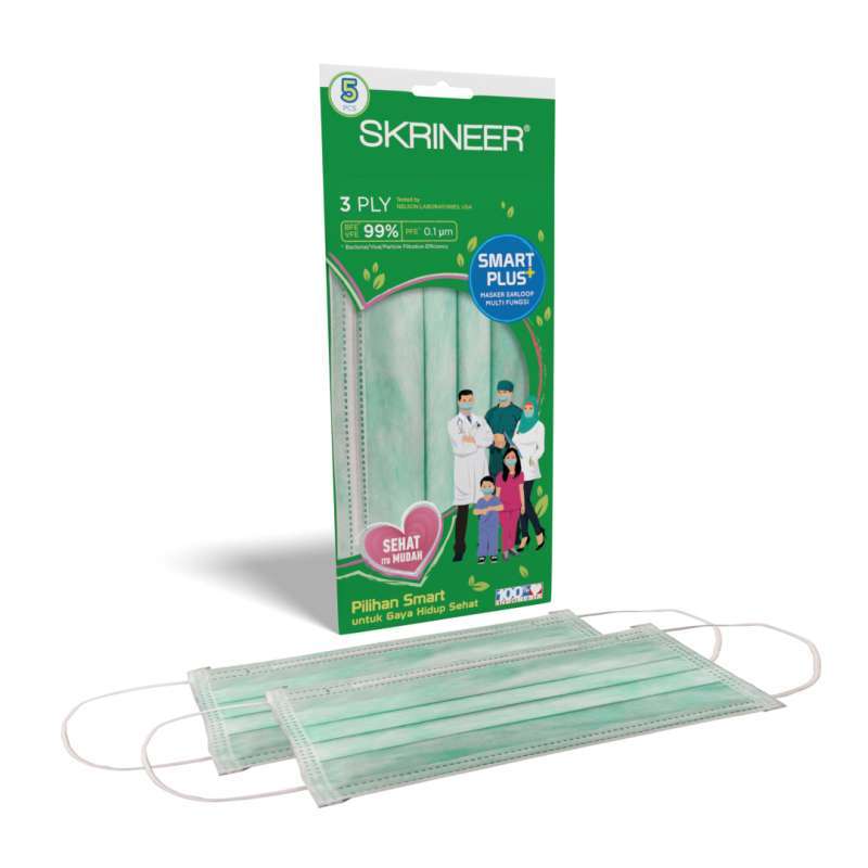 Jual Skrineer Smart Plus Mask 5s 3ply Earloop Green Online Januari 2021 Blibli