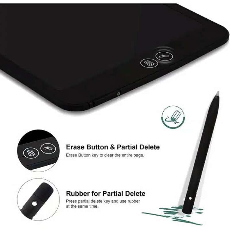 lcd writing tablet 12 inch with patrial erasure papan tulis gambar anak warna rainbow