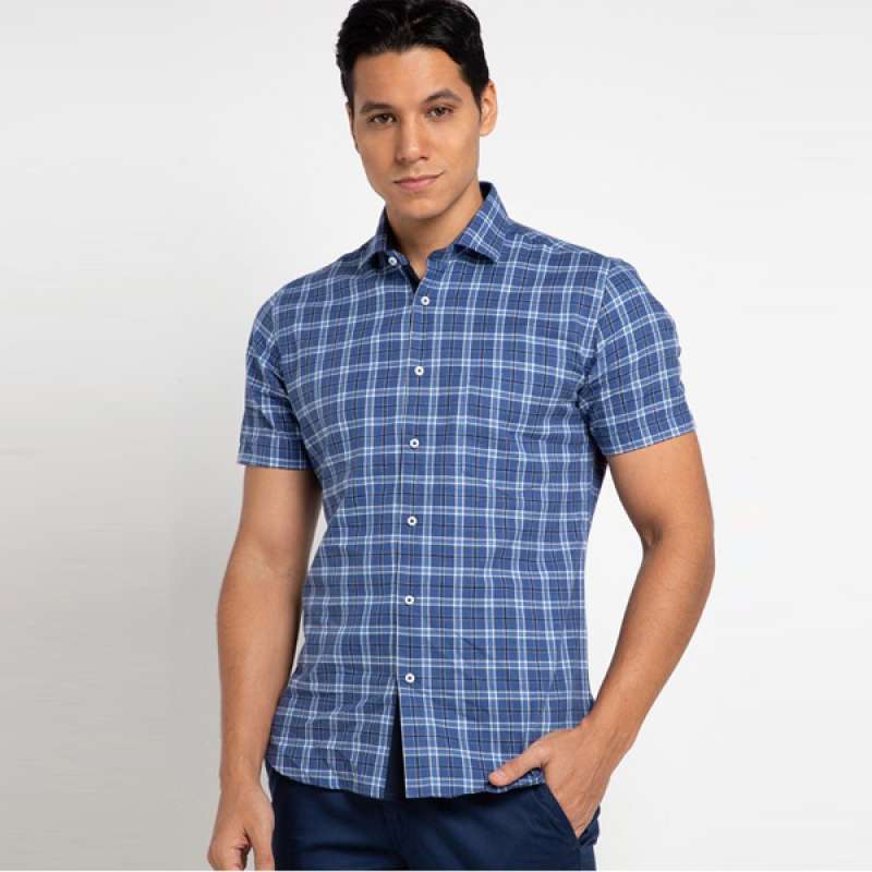 Jual Edition Men Ess43 Navy Ezra Checked Print Shirt Murah Agustus 2020 Blibli Com