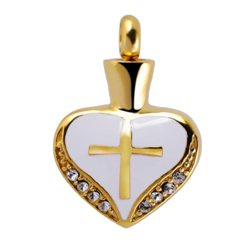Jual Crystal Gold Heart Pendant Urn 