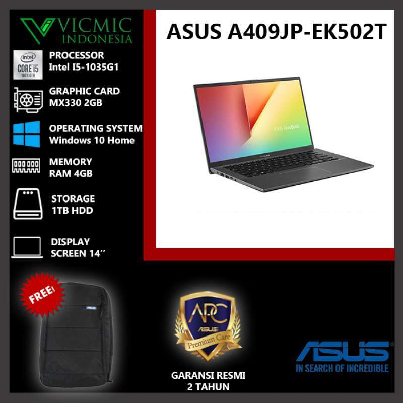 Jual Asus A409jp Ek502t Intel I5 1035g1 4gb Hdd 1tb Mx330 2gb Fhd Win10 Online Desember 2020 Blibli