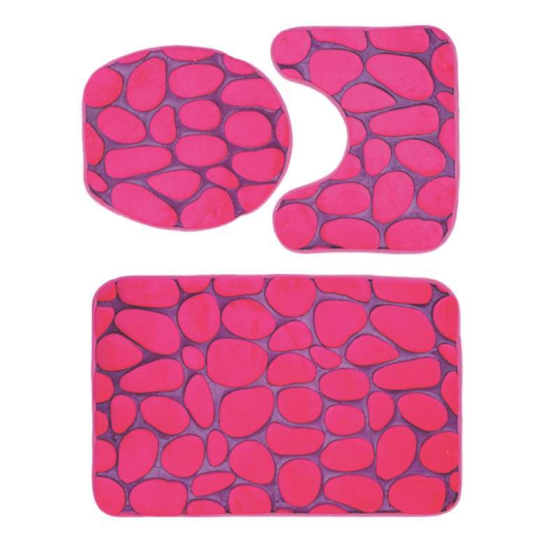 Jual 3x Shower Bathmat Toilet Lid Cover And Mat Bath Bathroom Rug Set 3d Embossed Online September 2020 Blibli Com
