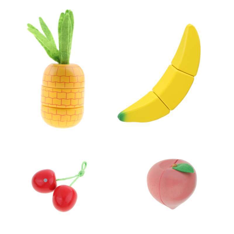 wooden toy kitchen food